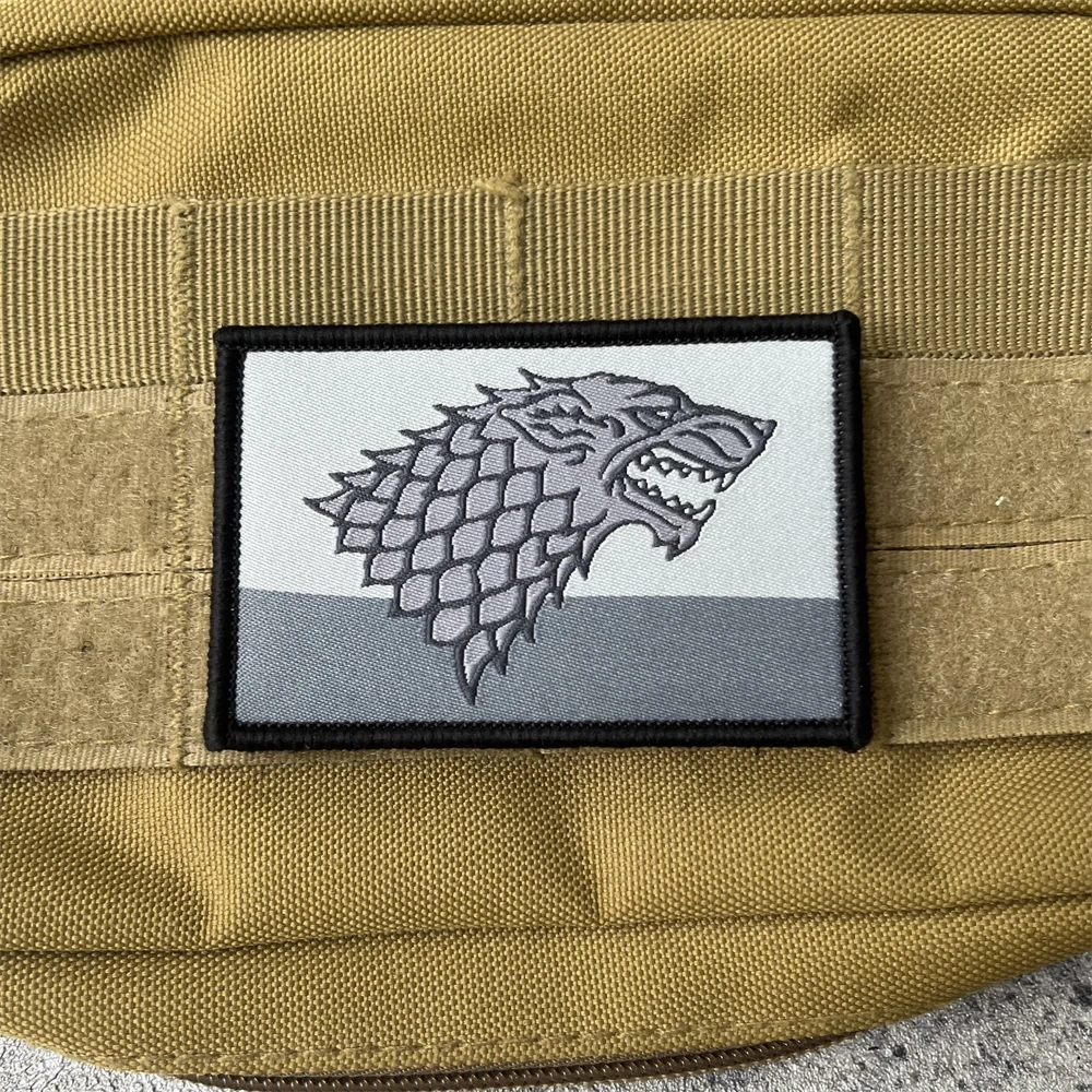 Parche de lobo, insignia de moral táctica, emblema del ejército militar, pegatina para mochila, parches tejidos con gancho para ropa - imagen 5