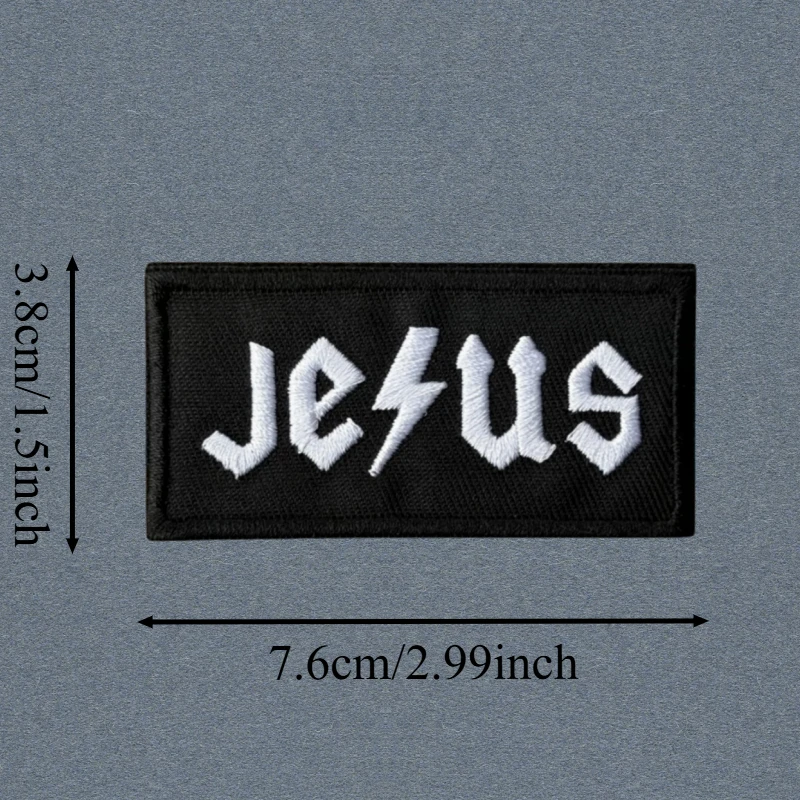 Parche bordado 3D de Jesús, chaleco táctico, insignia de moral con gancho y bucle, pegatinas decorativas para mochila, parches para brazalete para ropa - imagen 3