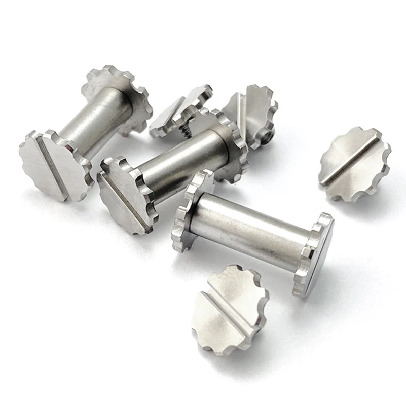 12 unids/lote de mango de cuchillo estilo Shirogorov de acero inoxidable M4 pares de tornillos de bloqueo remaches sujetador de perno de uñas DIY parte - imagen 3