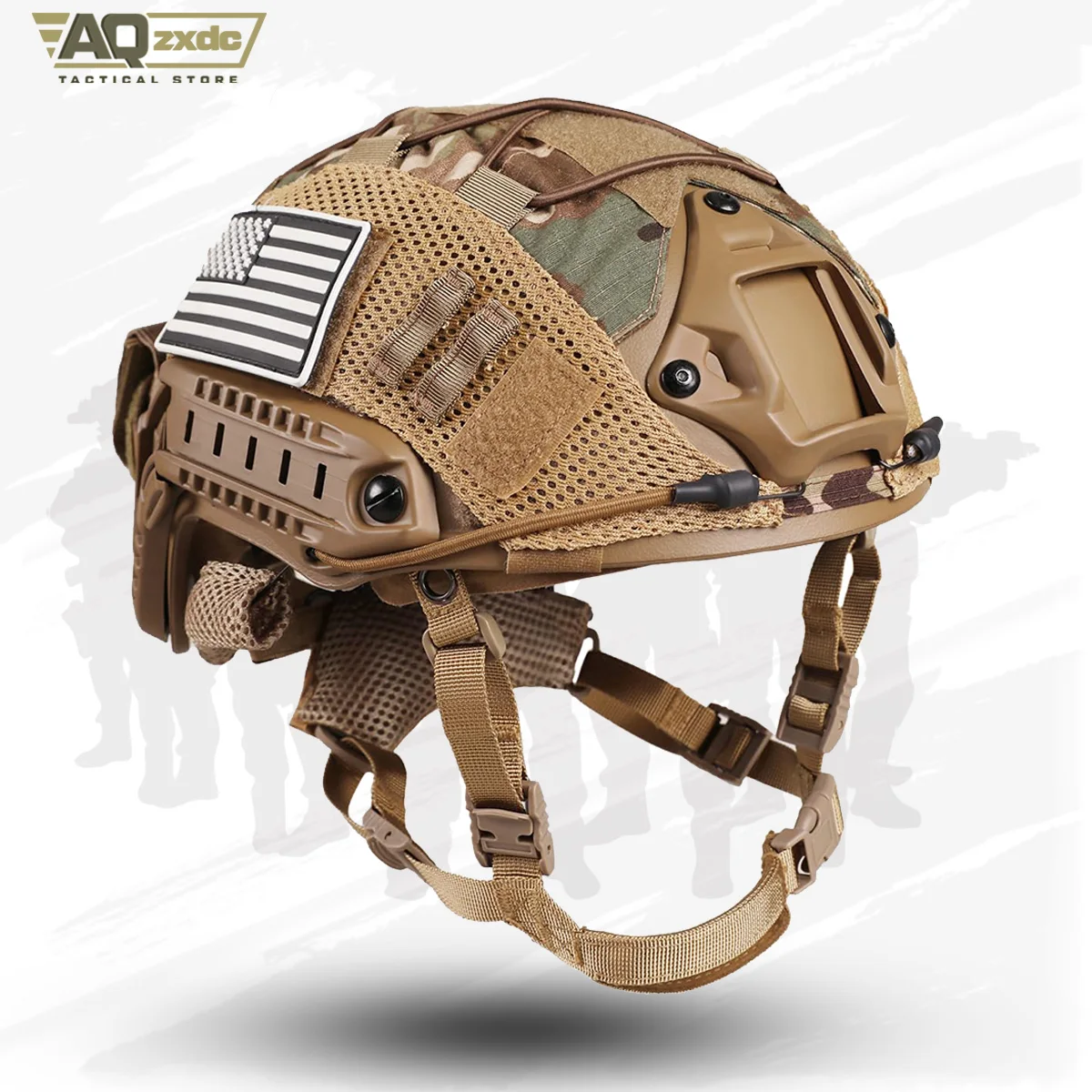 Set casco táctico ajustable con bolsa contrapeso y funda Airsoft