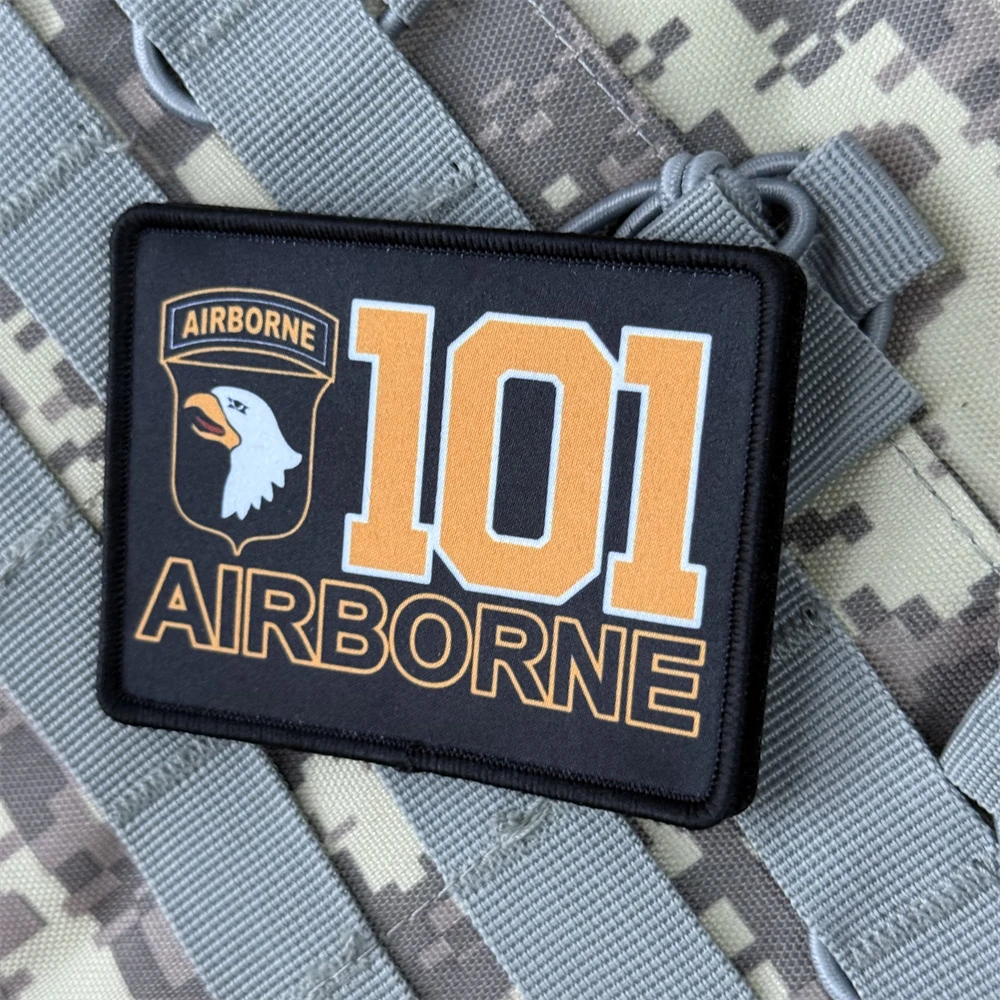 Parche táctico de moral de la 101a División Aerotransportada, brazalete militar, parches de gancho y bucle impresos con águila para ropa, pegatina para mochila - imagen 5