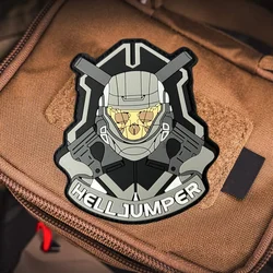 Parche de PVC HellJumper para ropa, insignia de moral táctica, brazalete de calavera, gancho, parches militares, accesorios para mochila, pegatinas