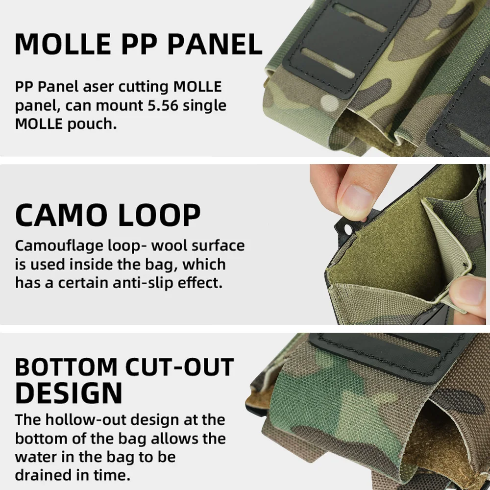 OphidianTac Mag Pouch 5,56 portador de mag simple/doble/triple con funda de caza con sistema MOLLE de fibra de carbono - imagen 4