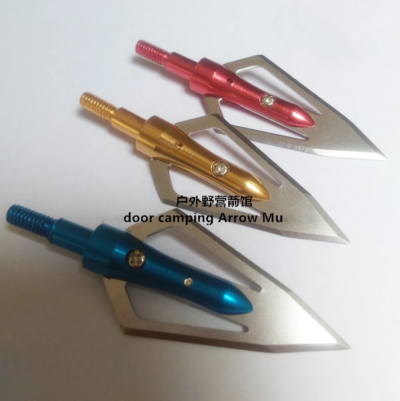 Punta de flecha fija de 2 cuchillas para tiro con arco compuesto, puntas de acero afiladas, puntas anchas de 100 granos con caja, 6 uds. - imagen 3