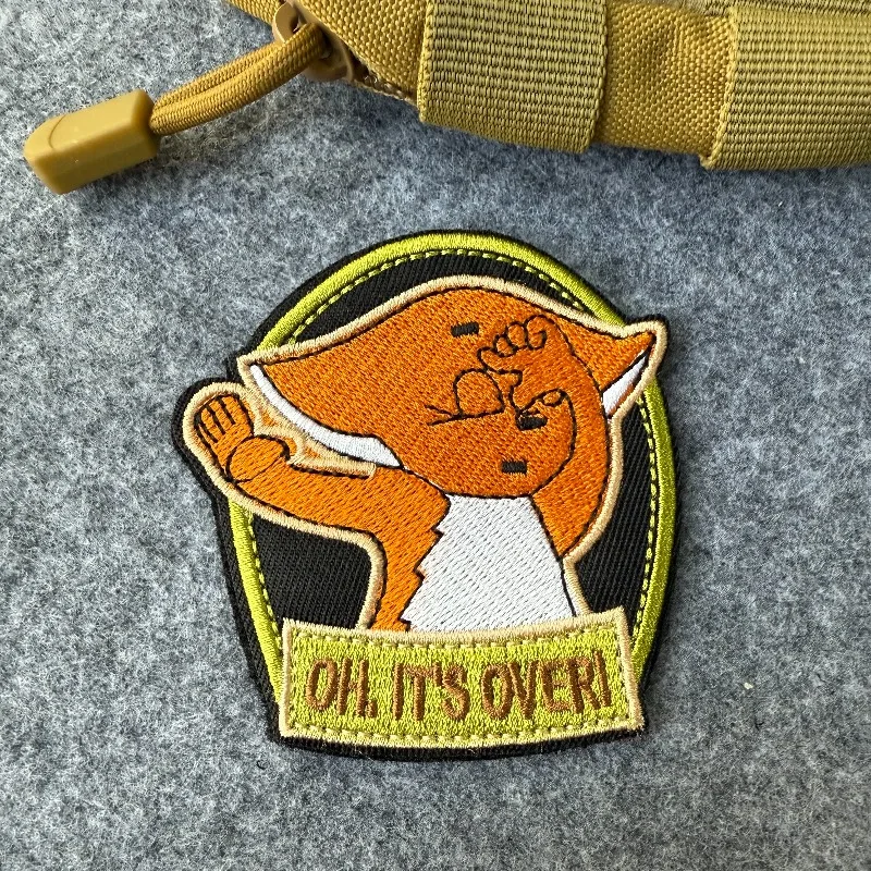 Parche bordado de zorro bonito "Oh, es más!" Parche táctico con gancho y bucle, insignia de moral militar, brazalete de combate, pegatinas para mochila