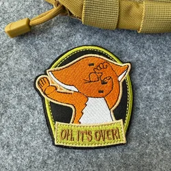 Parche bordado de zorro bonito "Oh, es más!" Parche táctico con gancho y bucle, insignia de moral militar, brazalete de combate, pegatinas para mochila