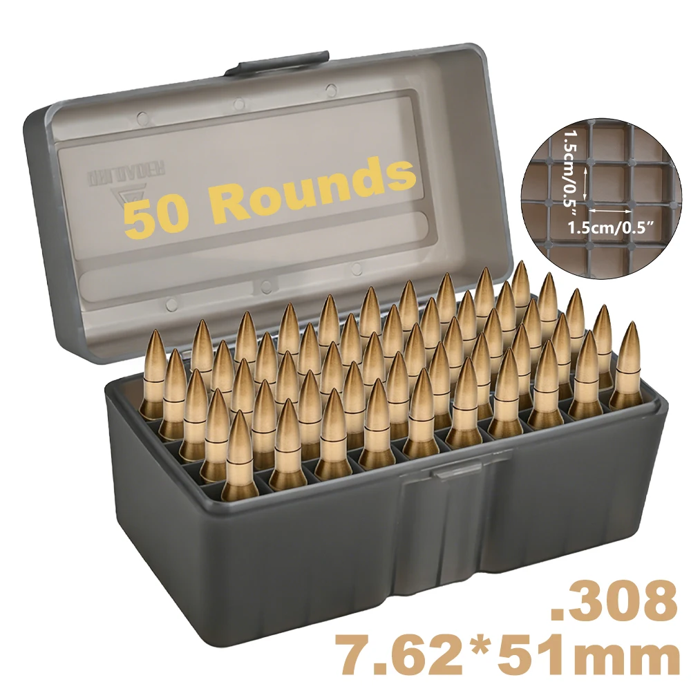 Caja de munición abatible de 50 rondas.308 7,62x51mm, estuche de almacenamiento de balas tácticas, estuche de munición, caja de transporte de cartuchos, accesorios de caza para Rifle
