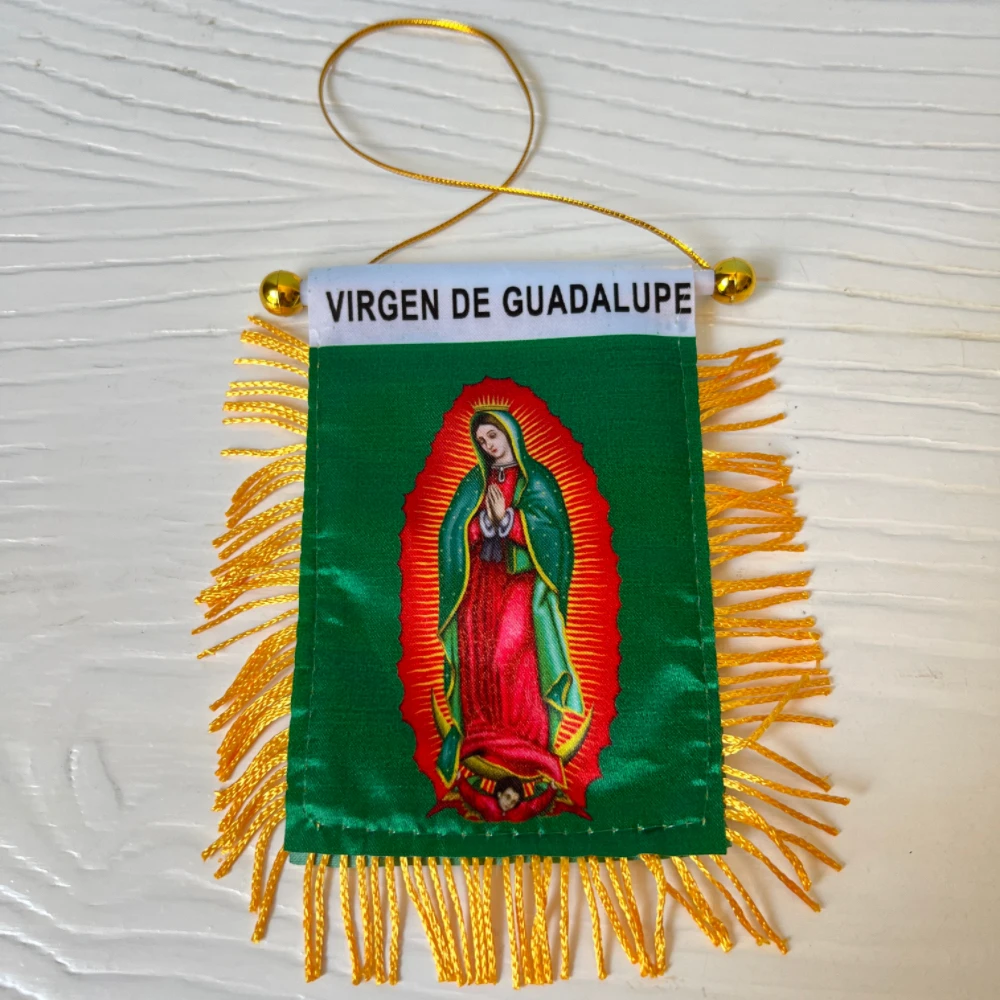 Bandera de Nuestra Señora de Guadalupe Virgen María, 10x14cm, decoración de ventana de coche, banderas colgantes de poliéster - imagen 5