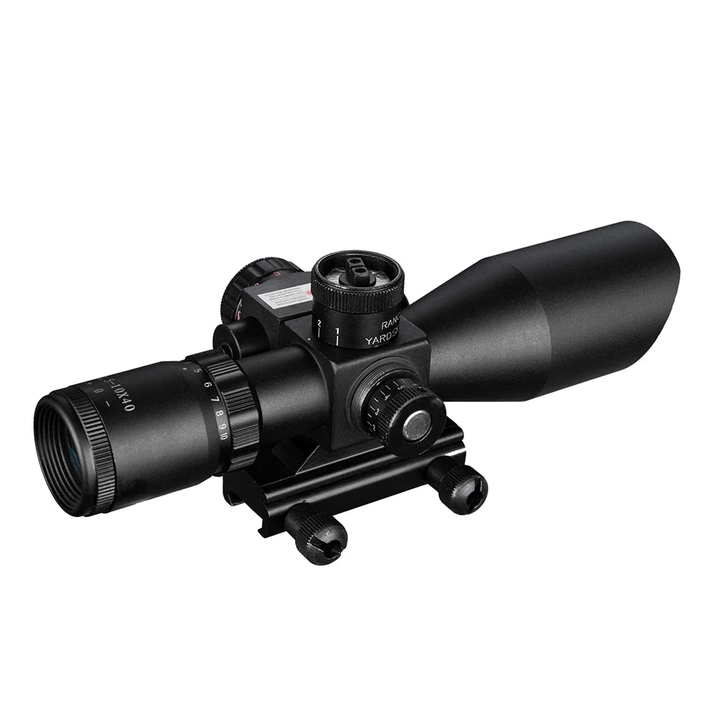Mira telescópica biselada táctica iluminada 2,5-10X40 con mira telescópica de caza láser cruzada Mil Dot verde rojo - imagen 5