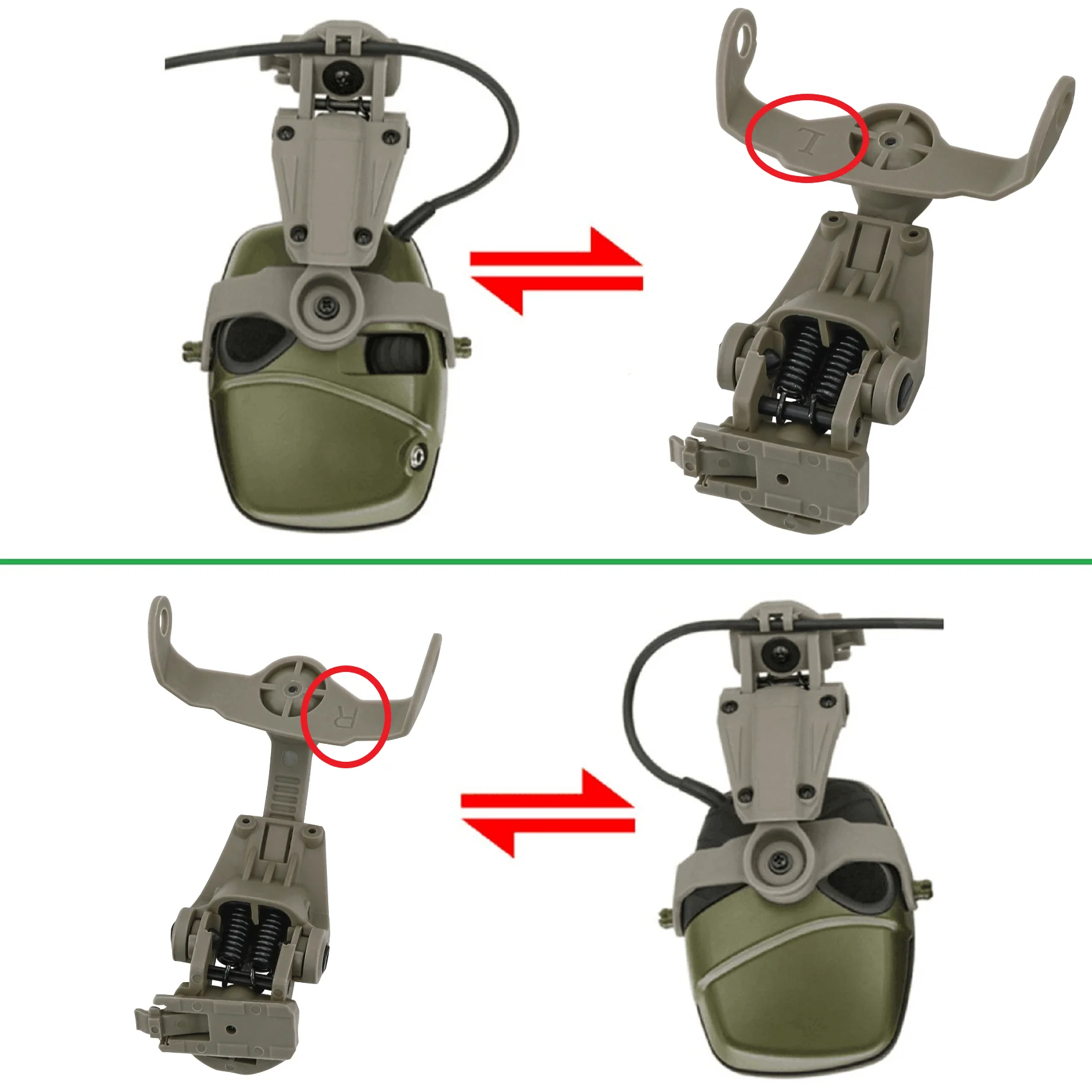 Adaptador de riel de arco para casco táctico, para Howard Wright Honeywell Impact Sport, protección auditiva táctica, auriculares de tiro - imagen 4