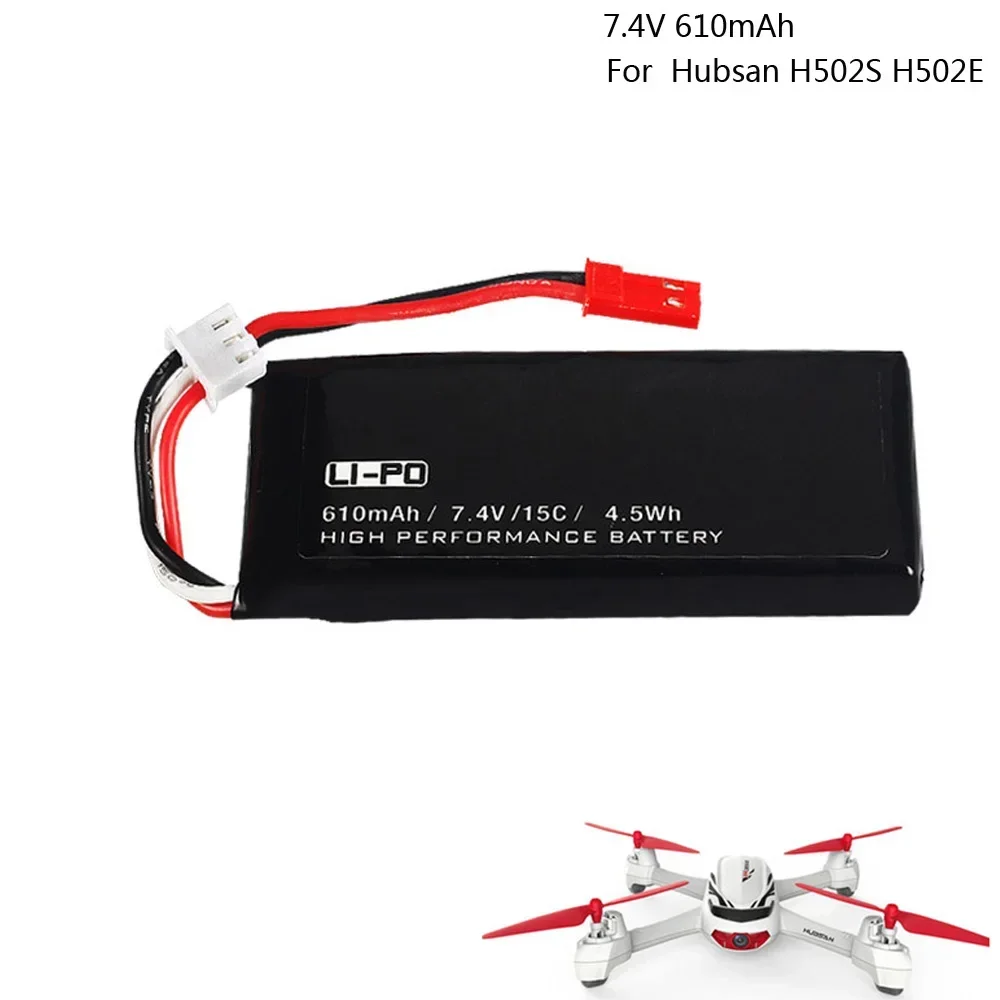 Batería Lipo de 7,4 V, 610mAh, 15C con cargador USB para Hubsan X4 H502S H502E H216A recambios de drones cuadricóptero RC - imagen 3