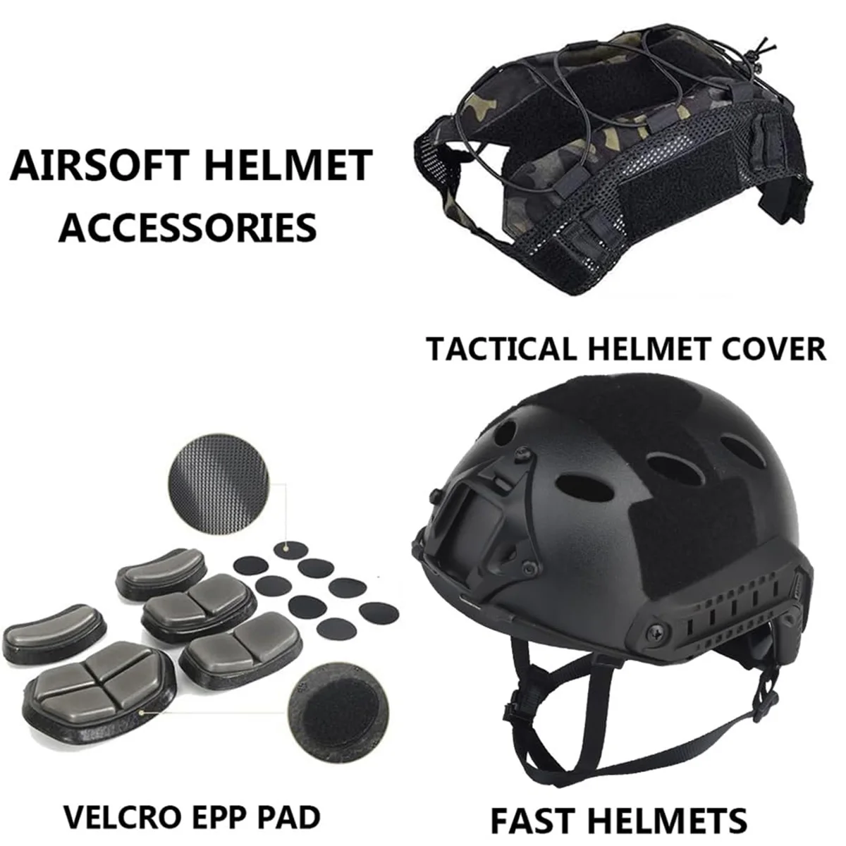 Casco táctico Airsoft Fast con cubierta de casco Multicam, máscara de Paintball de cara completa y juego de gafas para caza al aire libre, juego CS CBQ - imagen 3