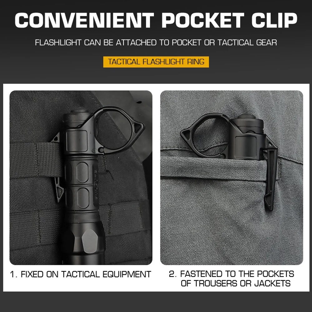 Adaptador de anillo para dedo para linterna táctica, multifunción, para deportes de caza al aire libre, soporte para linterna Airsoft, equipo de Clip de bolsillo portátil - imagen 4