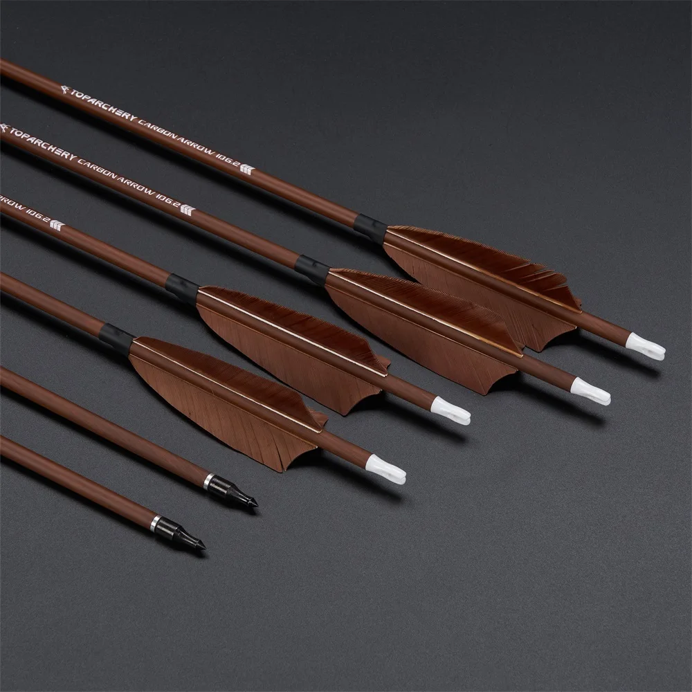 Toparchery Flechas de carbono con plumas naturales para arco compuesto - imagen 4