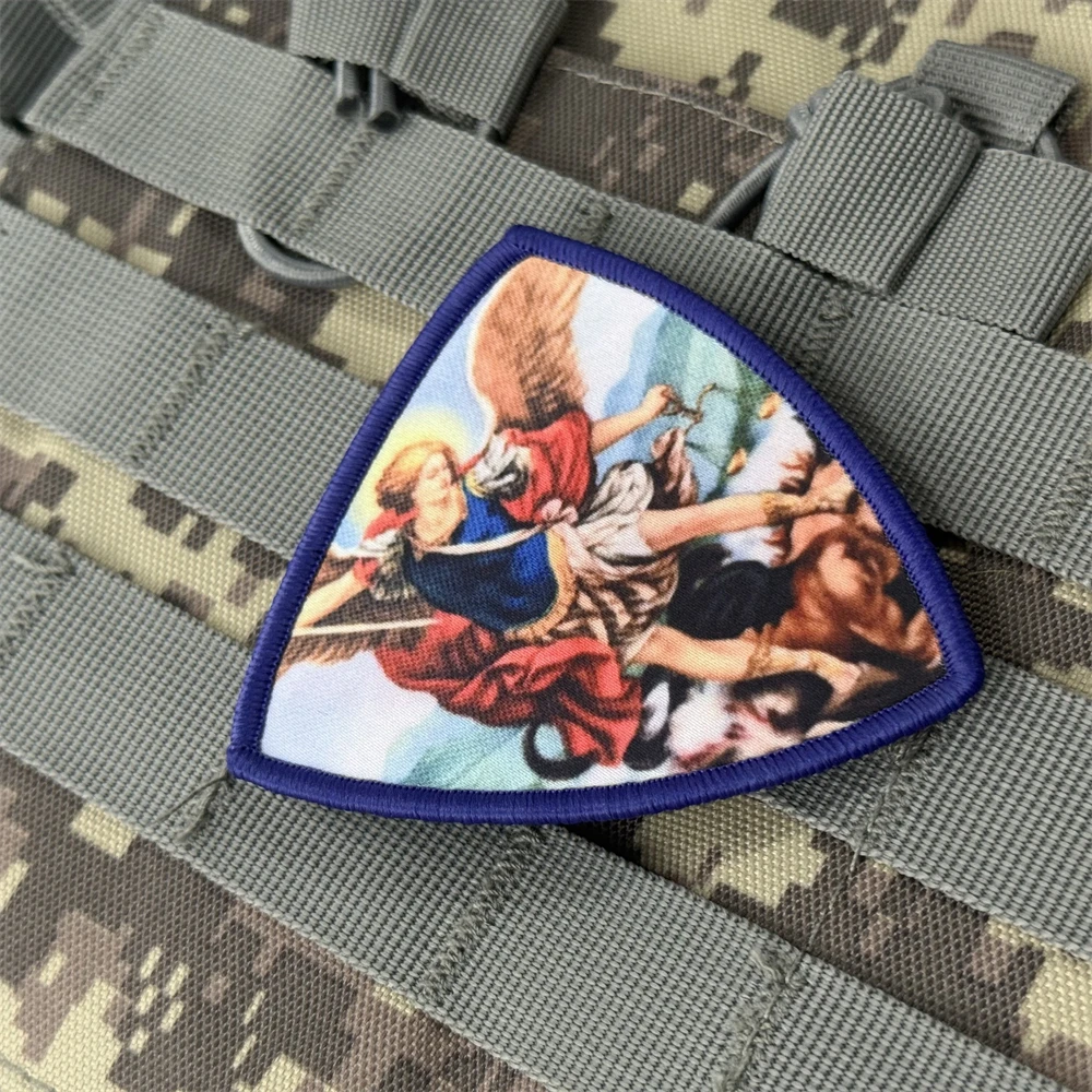 Parche de insignia de moral del Arcángel Saint Michael, brazalete táctico, parches de gancho y bucle impresos para ropa, pegatinas de mochila militar - imagen 4