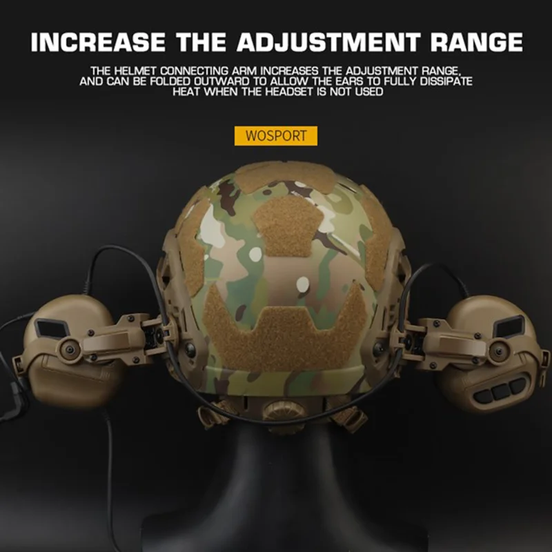 Soporte táctico para auriculares, adaptador de riel para casco de rotación militar para OPS Fast Wendy M-LOK, soporte para auriculares 360 ° - imagen 2