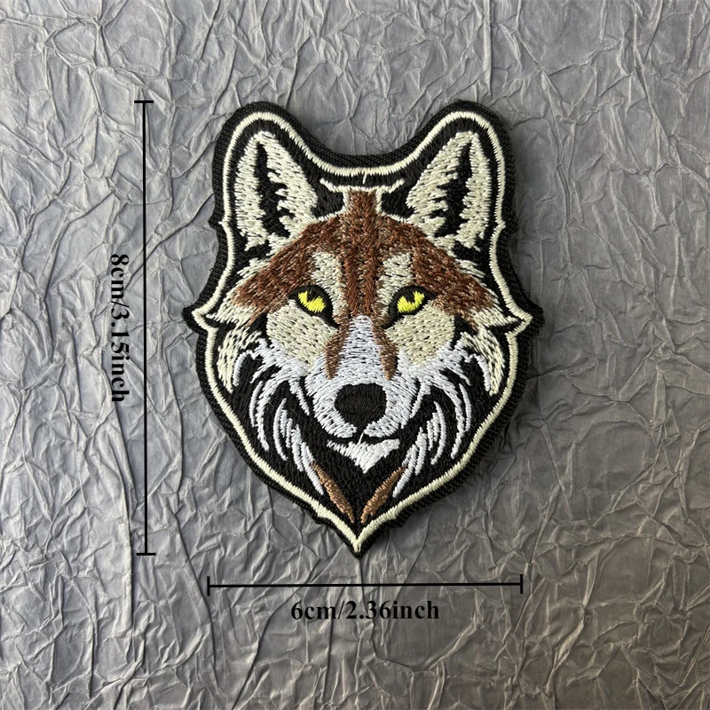 Parche bordado de lobo para ropa, insignia de moral táctica, emblema de gancho y bucle, insignia de lobo militar, brazalete de combate, pegatinas para mochila - imagen 3