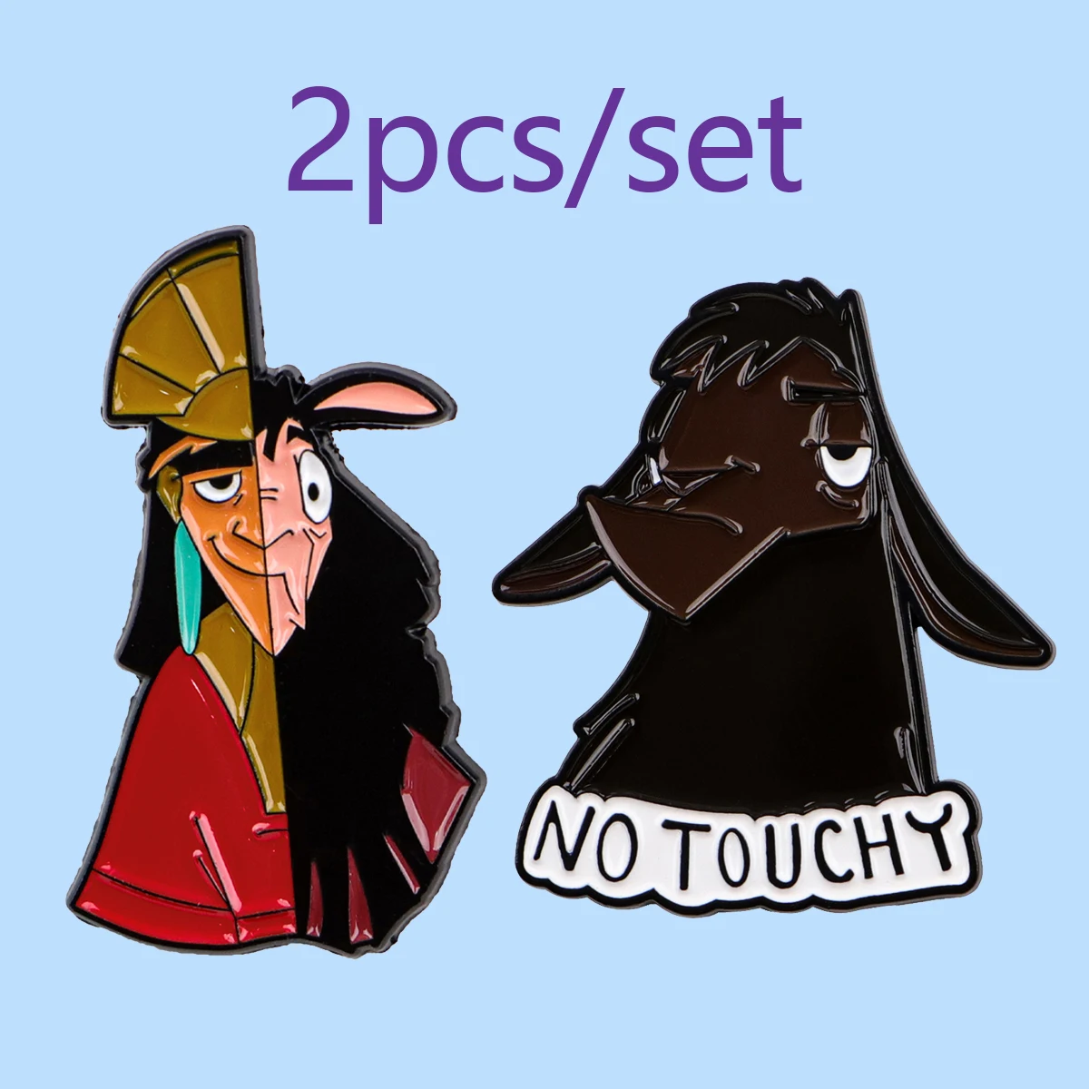 2 unids/set divertidos alfileres esmaltados de Alpaca conjunto de broches de animales de dibujos animados Pin de solapa de Metal insignia accesorios para mochila joyería regalos para amigos