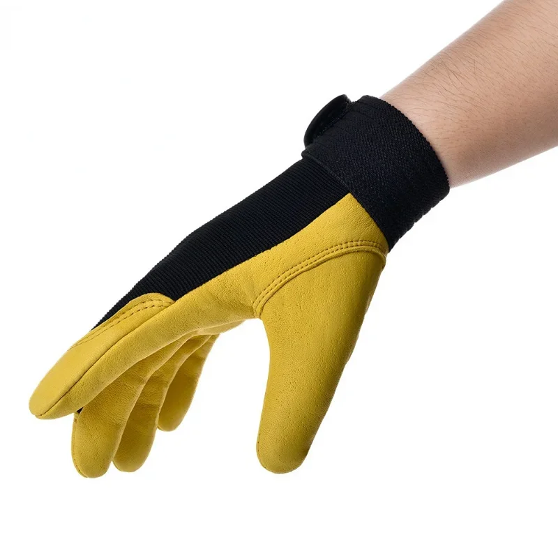 Guantes de trabajo de cuero de vaca para trabajadores, trabajo, soldadura, protección de seguridad, deportes de jardín, guantes resistentes al desgaste para conductor de motocicleta - imagen 2