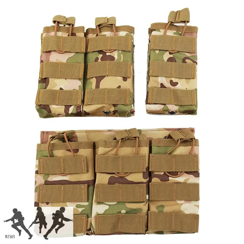 Bolsa táctica Triple para revistas, chaleco de campo, bolsa de accesorios Molle individual doble, bolsa de almacenamiento AK /M4, bolsa para interfono EMR - imagen 2