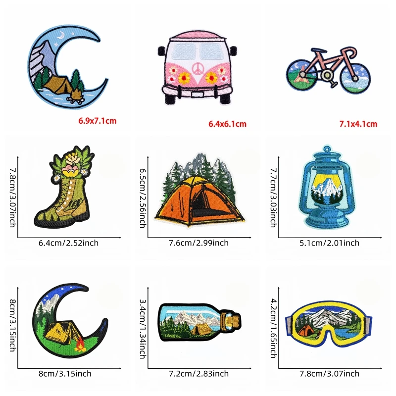 Parches bordados para acampar al aire libre y montaña, 10 Uds., para ropa, chaquetas, pantalones vaqueros, sombreros, insignias para coser, parches para planchar para ropa DIY - imagen 4