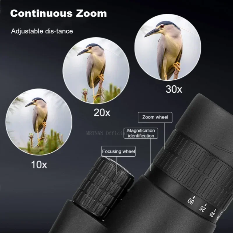 Telescopio Monocular HD con Zoom 10-30x50, Monocular potente para acampar con trípode, Clip para teléfono para ver binoculares de caza de aves - imagen 3