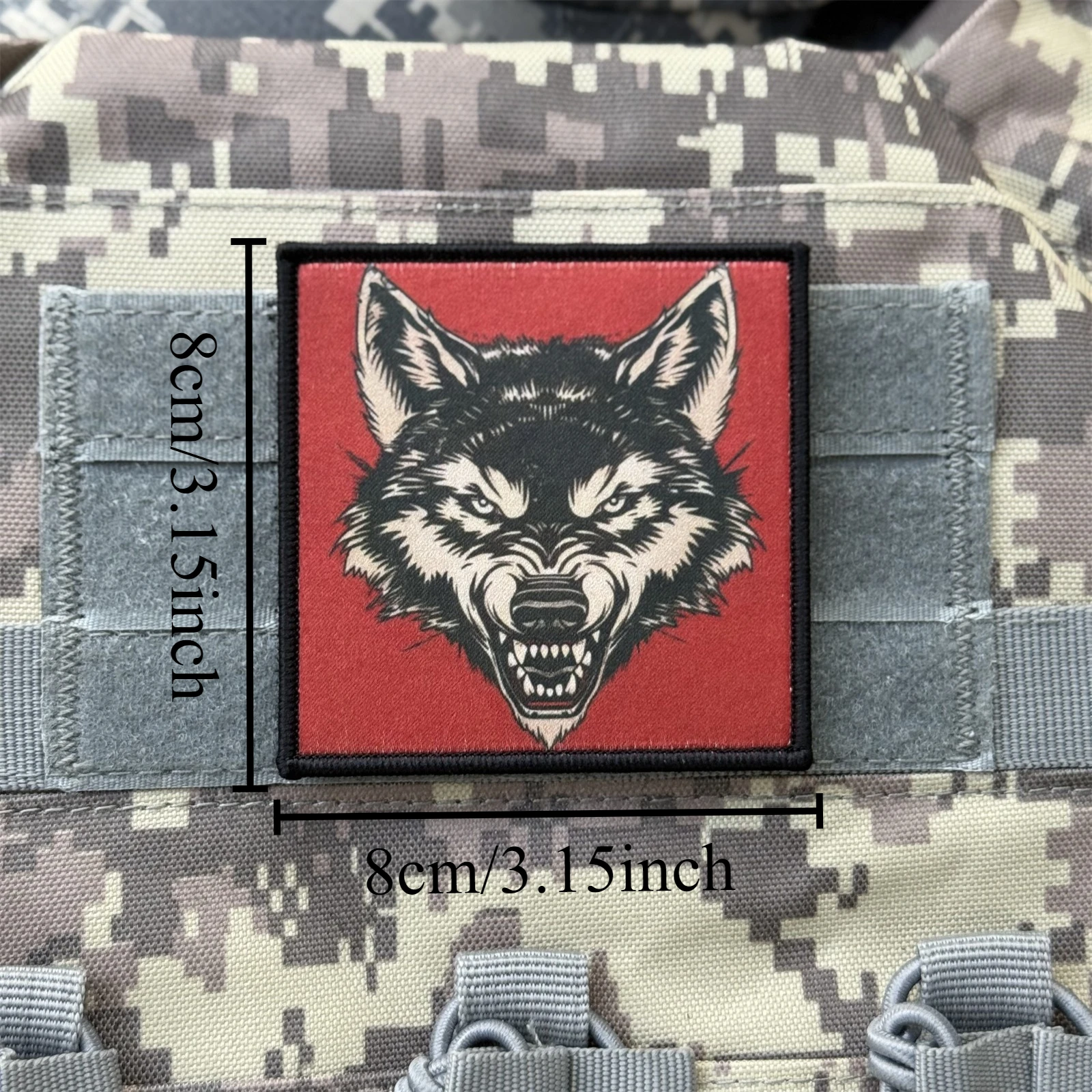 Insignia de moral con estampado divertido de lobo hambriento, emblema militar, brazalete táctico, gancho y bucle, ropa, mochila, accesorios, pegatinas - imagen 2