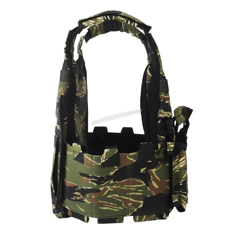Juego de portador de placa LV119, chaleco táctico con rayas de tigre, equipo de caza Molle Airsoft ligero de liberación rápida con bolsa Triple Mag - imagen 2