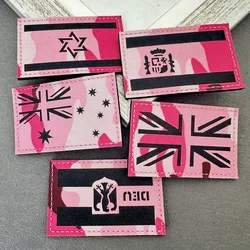 Parches tácticos rosas, parches de moral reflectantes infrarrojos IR en mochila, chaleco, ropa, insignias para exteriores, gancho y bucle, 1 Uds.