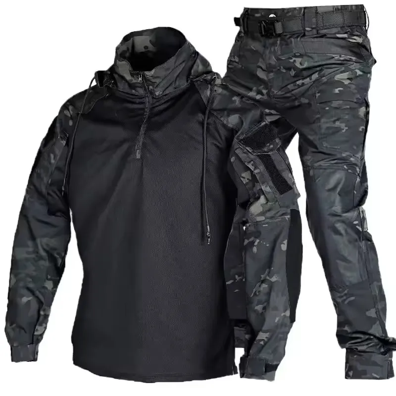 Uniforme para exteriores, trajes tácticos, camiseta resistente al desgaste, pantalones con capucha, ropa para hombre, camisas de combate, ropa de caza de Paintball Airsoft - imagen 4