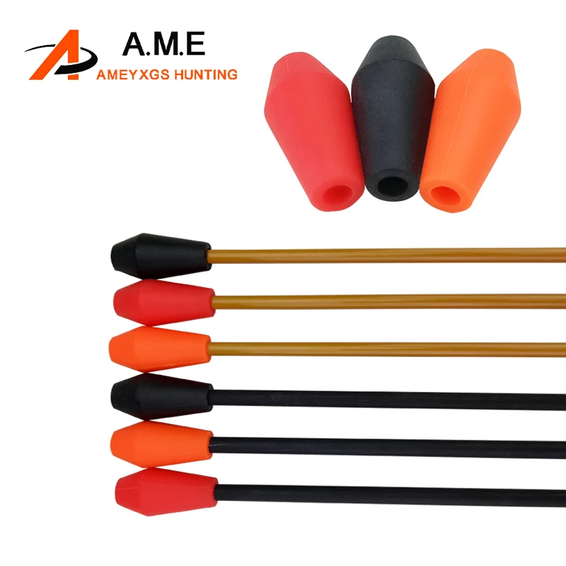 6/12 Uds puntas de flecha de goma para OD 6/8mm eje de flecha niños principiantes entrenamiento tiro con arco puntas anchas práctica objetivo puntas de flecha