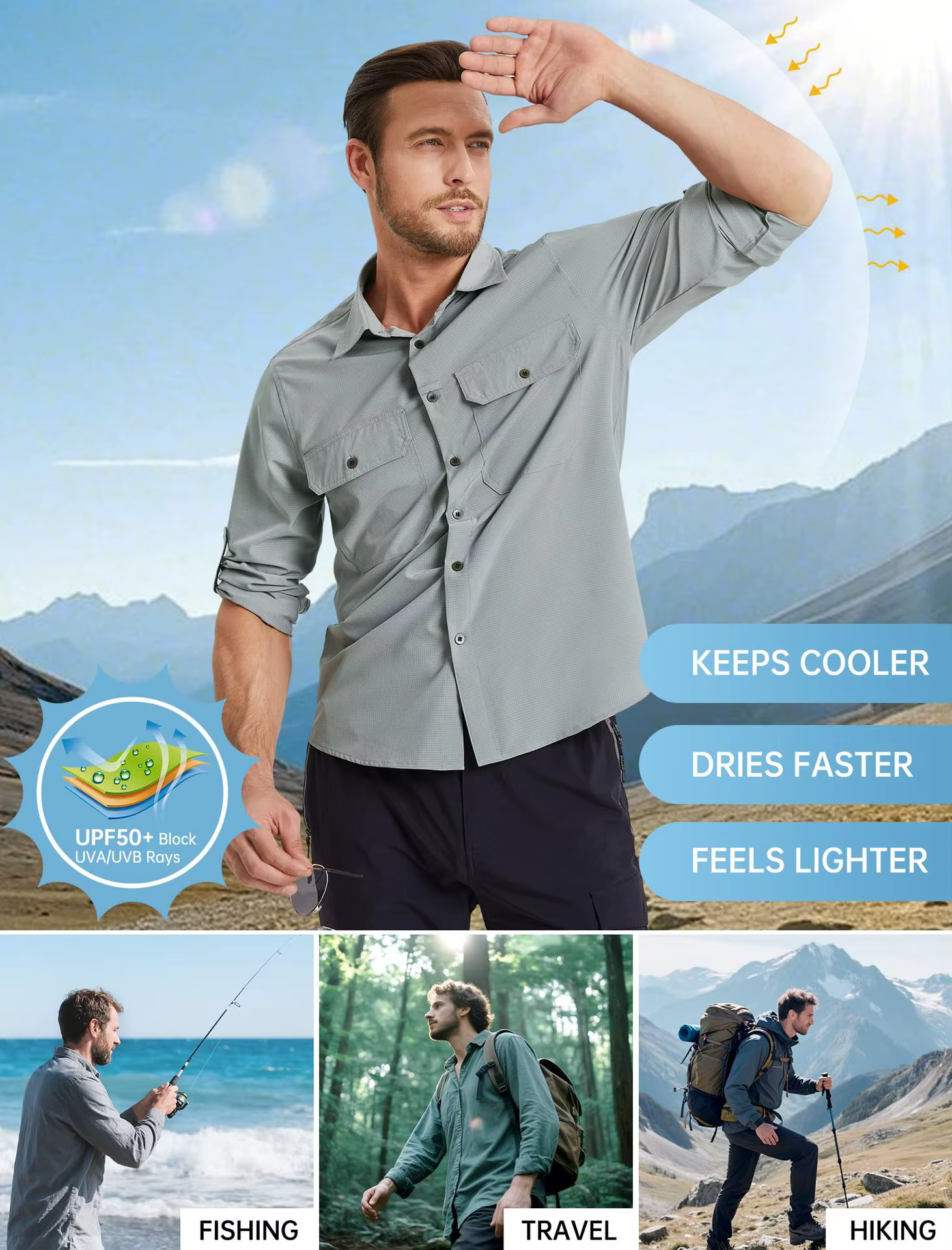 Camisa Cargo Hombre MOLLE Malla Manga Larga Bolsillos Secado Rápido - imagen 5