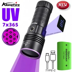 Linterna UV de alto brillo, lámpara de escorpión potente de 140W, LCD, 7LED, 365nm, luz negra fuerte, CatDog, mancha de orina, marcador de Tinea, Ore, dinero