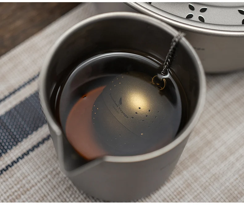 Filtro de té de titanio puro, taza de té, filtro de té, camping al aire libre, viaje, juego de té portátil, Bola de filtro ultraligera - imagen 4