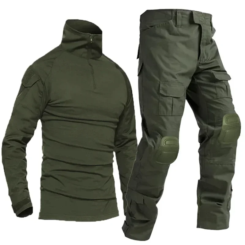 Uniforme táctico paintball camuflaje con pantalones cargo y rodilleras