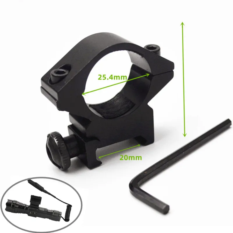 Clip de riel de Metal ajustable Universal, anillo de 1 pulgada/25,4mm, montaje en riel de 20mm, soporte para linterna táctica, luz de Flash, pesca y Camping - imagen 4