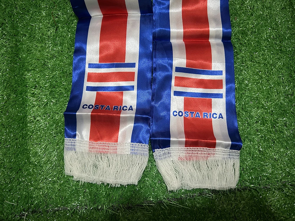 Sky Flag 2026 Bufanda Costa Rica Satén Doble Cara Borlas Fútbol - imagen 4