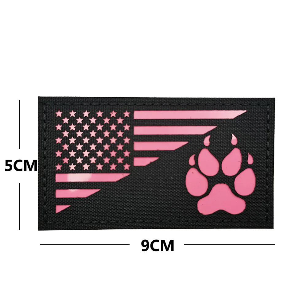 Accesorios para bolsas al aire libre, reconocimiento nocturno cortado con láser, insignia luminosa, servicio de perro, chaqueta rosa DIY, mochila, parche de gancho y bucle - imagen 5