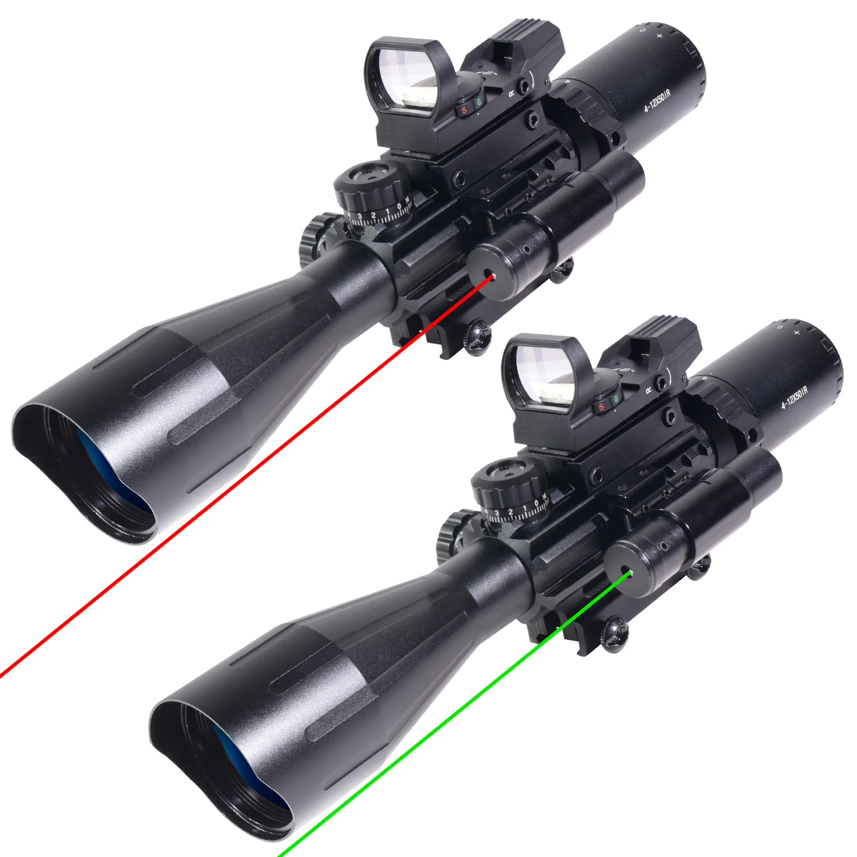 Óptica de alcance 4-12X50ir, iluminación de dos colores rojo y verde, Crosshair HD101 HD103, retícula de 4 formas, Combo de pistola de aire táctica para caza - imagen 5