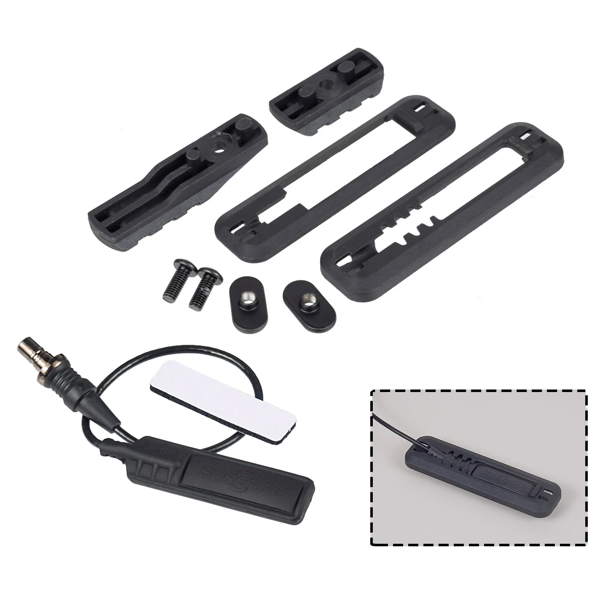 Placa de montaje de interruptor de cinta de riel táctico MOE para armas Airsoft PEQ 15 Surefire M300 M600 linterna MLOK accesorios de interruptor - imagen 2