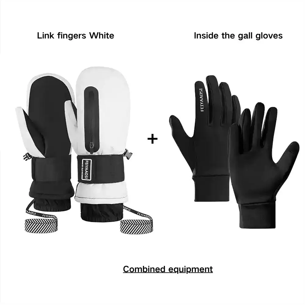 Guantes de esquí de alta calidad doble con forro doble aislamiento de escalada Instructor de nieve guantes de esquí profesionales - imagen 4