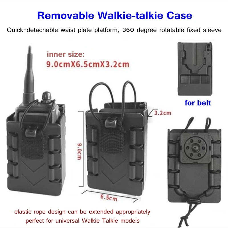 Bolsa táctica Molle para Walkie Talkie, soporte para Radio de tiro, cinturón de rotación, funda para interfono, bolsa para revista, bolsa de caza - imagen 4