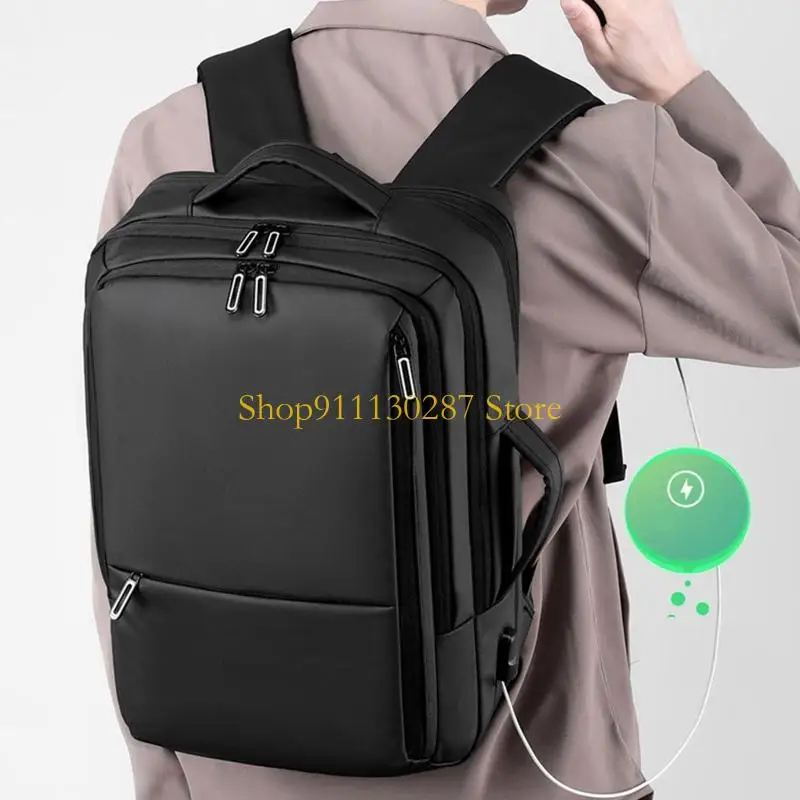 J1HC Mochila viaje segura para ordenador portátil, bolso escolar para ordenador, conector USB 16 pulgadas, impermeable, - imagen 4