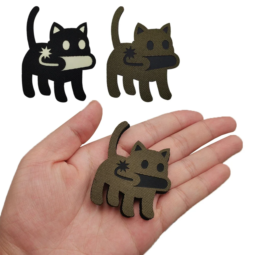 Parches reflectantes de gato con bomba, pegatinas tácticas de animales de dibujos animados bonitos para ropa con gancho y bucle - imagen 4