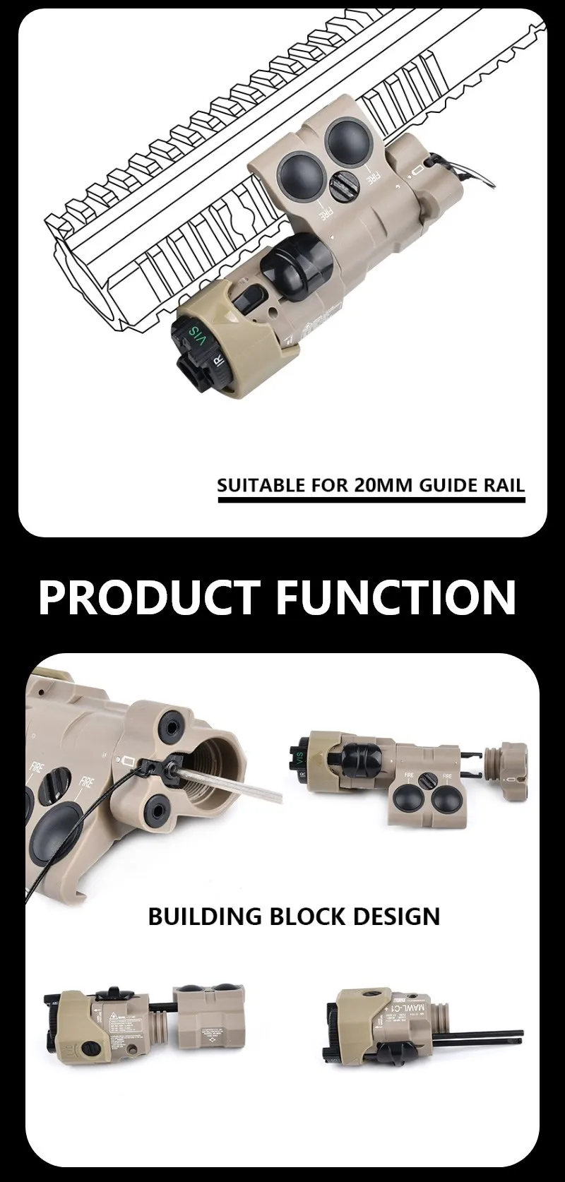 Una guía de funciones de producto para una pistola de ferrocarril