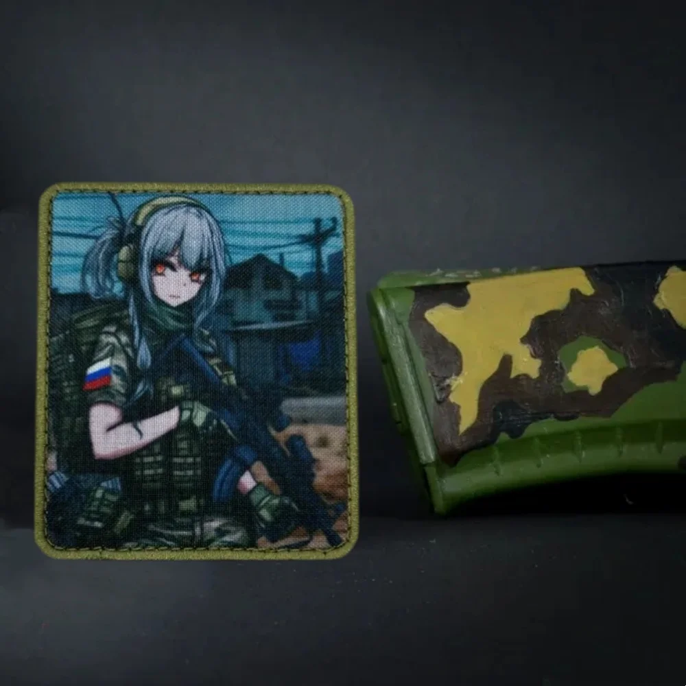 Parches tácticos de insignia de moral de soldado femenino de Anime ruso, brazalete militar táctico, gancho y bucle, accesorios para mochila, pegatina - imagen 2