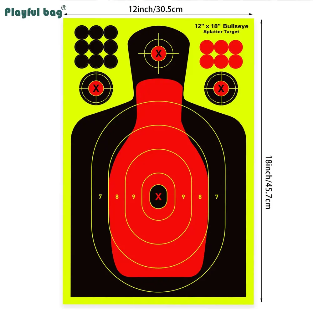 20 piezas pegatinas de objetivo de salpicaduras Bullseye de 12 ''x 18'', papel autoadhesivo para tiro, Rifle, entrenamiento Airsoft, venta al por mayor AQB186 - imagen 3