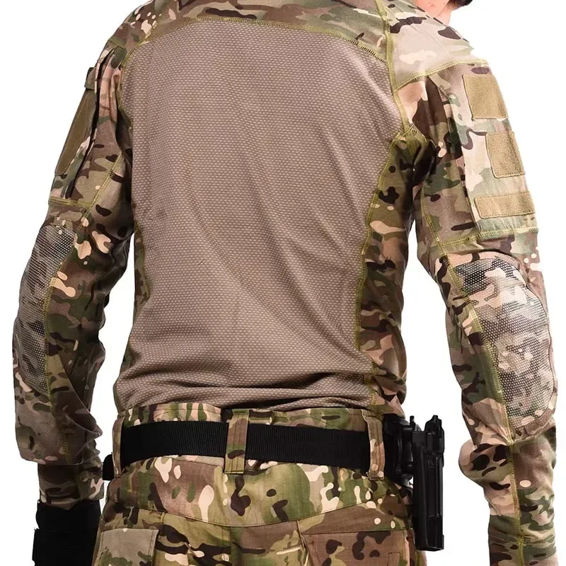 Pantalones tácticos rusos, uniformes + almohadillas, trajes de camuflaje para acampar para hombres, camisas de combate Airsoft, conjuntos Cargo para hombres - imagen 5