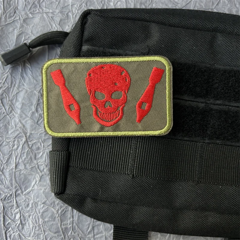 Parche impreso con bordado de calavera para ropa, equipo táctico, parches de gancho y bucle, pegatinas para mochila, insignia de moral