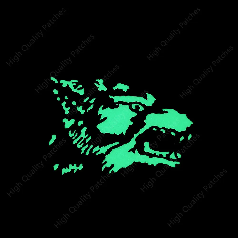 Parche reflectante infrarrojo IR que brilla en la oscuridad, silueta de luna solitaria negra, parche de perro tigre, parches con emblema para mochila luminosa - imagen 4
